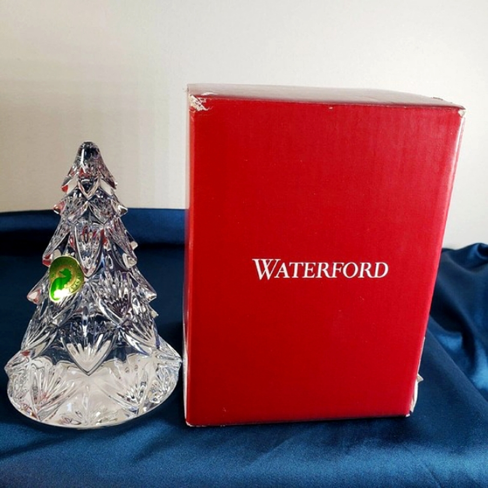 Waterford Crystal Christmas Tree Solid Sculpture Figurine With Box 10 cm